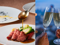 12月おすすめディナー【乾杯酒プレゼント】富士の介サーモンマリネや鴨と深谷ネギのパイ包みスープ、寒鯛のポワレや国産牛ロース肉のロティの贅沢ディナー全5品-RIKYU-