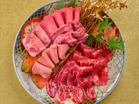 【今日は焼肉だけセット】今日はお肉の日！そんな日に楽しめるセットをご用意いたしました。厳選焼肉12枚ご用意！塩とタレの味付け比率はお選び頂けます。＊写真は2名様分です。
