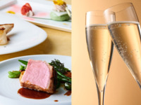 1月おすすめ【迎春お年玉プラン】★こぼれ升・スパークリングワイン★　鴨と深谷ネギのパイ包みスープや寒鯛のポワレ、メインに国産豚ローストか国産牛ロースのロティ、ロッシーニを選べるコース全5品-SHIKITEI-