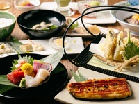 オンライン予約限定【日本酒飲み比べセット付】ディナー　松前うなぎ会席