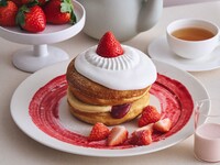 [Direct from the Farm Strawberry Fair] Drink Set / "Asuka Ruby" Strawberry Shortcake Pancakes with Strawberry Fermented Butter Sauce