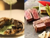 ＜料理長おすすめ特別オファー＞【翡翠】乾杯こぼれスパークリングワイン付き活蝦夷鮑と特選黒毛和牛の食べ比べコース（土日祝）