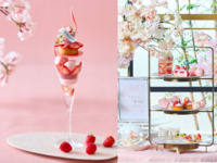 ＜土日祝＞『大人のご褒美パフェ付き桜色のストロベリーアフタヌーンティー』 スイーツでお花見気分！～桜といちごが奏でる心ときめくひとときを～　マリアージュフレール1杯＋その他ドリンクお替り自由