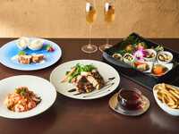  【女子会シェアプラン】前菜玉手箱やメイン、デザートなど全5品+スパークリングワインや紅茶含むフリーフロー