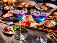 [Gourmet Dinner] Enjoy the flavors of spring with a gourmet dinner course for two, including an original Bird Glass cocktail toast