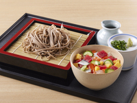 Soba & small bowl of rice with bara chirashi