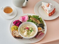 [Special brunch with dessert and drink] Cherry blossom and spring cabbage clam chowder & organic onion dressing salad