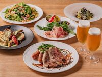 【ビアテラス】銘柄豚ロースや旬の味覚全5品＆ビールやスパーク含む2時間飲み放題