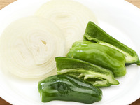 Set of 2 types of vegetables (onion and bell pepper)
