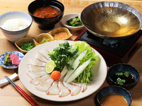 【1ドリンク、選べるデザート付き】ランチ限定！お一人ご予約OK！真鯛のしゃぶしゃぶセット3300円