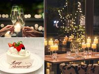 ★～3/22まで限定スペシャルセール！1,500円OFF★＜キャンドル装飾テーブル＞乾杯スパークリングワイン・アニバーサリーケーキがついた記念日ディナー -SHIKITEI-