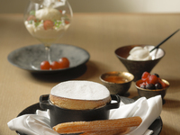 Cheese soufflé and fromage blanc parfait