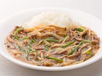 ﾃｲｸｱｳﾄ76.牛肉入りあんかけご飯