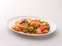 ﾃｲｸｱｳﾄ17.イカと野菜の四川辛子香料炒め