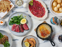 10th Anniversary Course “SUPER GREEK” Japanese Wagyu Charcoal-Grilled Main with a glass of sparkling wine