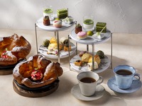 Matcha afternoon tea reflecting the fresh greenery