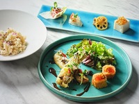 【平日ランチ】　和薫る穴子のフリットとサーモンレアカツ贅沢うにいくら乗せ