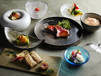 [Dinner : Ran] A chef's recommended kaiseki course featuring summer ingredients and Wagyu beef, 8 dishes in total.