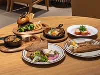 Choose from 7 seasonal main dishes, including our signature galettes ~ Salads, appetizers, soups, soft drinks and desserts are served buffet style ~