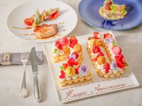 ★人気NO１★【6月限定誕生日におすすめ】お祝いの乾杯酒付！数字が選べるナンバーケーキ・メインは寒鯛＆オーストラリア産牛サーロイン肉のフルコース全5皿
