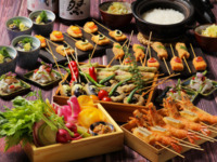 7/1開始　接待・会食向け【極みコース】★お料理12品＋2.5時間プレミアム日本酒飲み放題付き 旬・魚介・自慢の串揚げ5種！　8500円