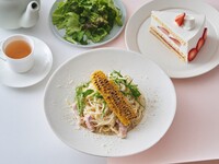 [Special Lunch with Dessert & Drink] Parmesan Cream Pasta with Grilled Corn and Pancetta