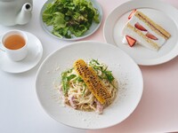 【デザート＆ドリンク付きのスペシャルブランチ】焼きとうもろこしとパンチェッタのパルミジャーノクリームパスタ