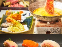 7月　鮨とすきしゃぶ特別ランチ！ 『江戸前鮨3種＆鮪トロたく手巻き』＆『日南もち豚と大山鶏のすきしゃぶ小鍋』