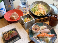 １周年記念！【ご馳走ランチ】『旬魚の黄金だし小鍋とトロたく小丼&江戸前鮨』『名物！しゅんでる大根の天ぷら&国産牛の石焼きステーキ』 平日特別価格2,500円