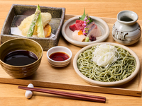 Seasonal Soba, Tempura and sashimi  Set