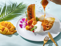 Weekdays: Web reservations only: "Choose your parfait" Caramelized pineapple & mango crepe suzette with 2 drinks