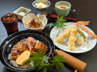 かに天婦羅とうな丼御膳