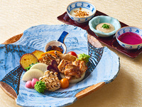 ◇（平日）★四季彩ランチ★10月のおすすめ【シルクスイートの炭火焼きと信州福味鶏の照り焼き】