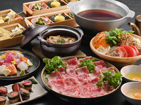 松茸と鶏五目の土鍋と知多牛すきしゃぶコース　全7品