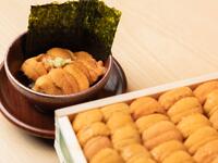 [Uni Double/Omakase Course] A total of 16 dishes featuring extra-large Hokkaido uni and seasonal ingredients (10 nigiri pieces / 5 appetizers / one bowl dish). {Available from September 2026}