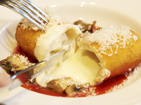 Dinner Course: Chicken Cordon Bleu with Sautéed Mushrooms and Prosciutto-Wrapped Cheese