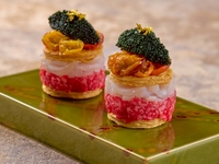 Private room guaranteed 【Shinjuku Ushimitsu Opening Commemoration Course】 This is a course celebrating the opening of Shinjuku Ushimitsu. It includes Wagyu crab and salmon roe yukke dog, summer pea & caviar yukke, minced cutlet sandwich ~with homemade sauce~, and white freezing cold noodles.