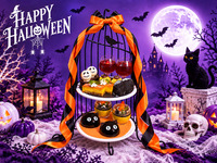 【Price reduced! Weekends & holidays/private room plan】 3-hour Black Cat Halloween Afternoon Tea