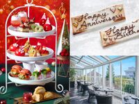 🎄窓側確約【12/21・22・23】メッセージプレート＆紅茶のクリスマスプチギフトプレゼント！乾杯スパークリングワイン付◇真っ赤ないちごのクリスマスアフタヌーンティー