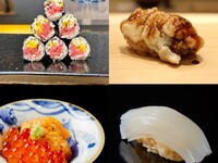 [Sushi Kaoto / Lunch-exclusive Sushi Course] 10 pieces of Edomae-style sushi and 2 seasonal delicacies; red dashi soup; tamagoyaki; a total of 14 dishes in all. ~Features toro-taku maki, simmered Conger eel, and a small dish with uni and salmon roe~