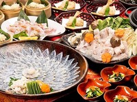 Pufferfish course with fishing