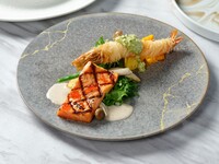 [Lunch Course] 4 kinds of appetizers and two main courses: grilled beef rib and rare salmon cutlet