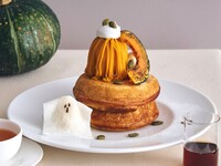 【10月限定（※11/4まで）】ドリンクセット / 北海道産かぼちゃとメープルカスタードのハロウィンパンケーキ メープルソース